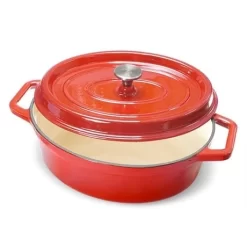 Cocotte En Fonte Ovale 33 Cm 6 L Rouge 7 Cocotte En Fonte Ovale 33 Cm 6 L Rouge -Produits De Cuisine 213222 3 9 Cocotte en fonte ovale 33 cm 6 L rouge Mathon