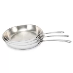 BEKA Lot 3 Poêles Tout Inox Belvia 20, 24 Et 28 Cm