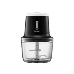 Hachoir électrique Sans Fil Rechargeable 2 Vitesses Bol Verre 200 W